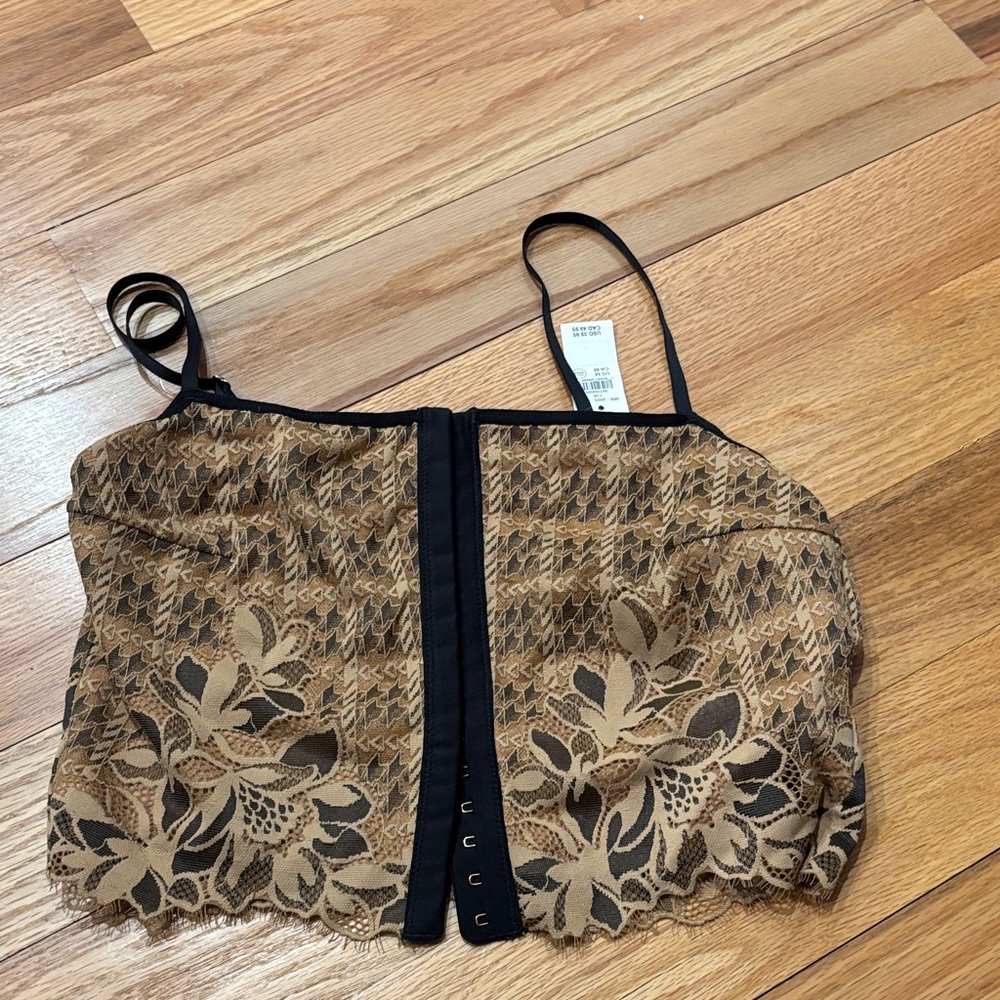 aerie Tan and Black Lace Bandeau Bralette